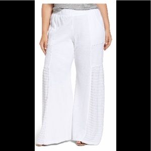 XCVI White cotton lounge pant/beach cover up 1X